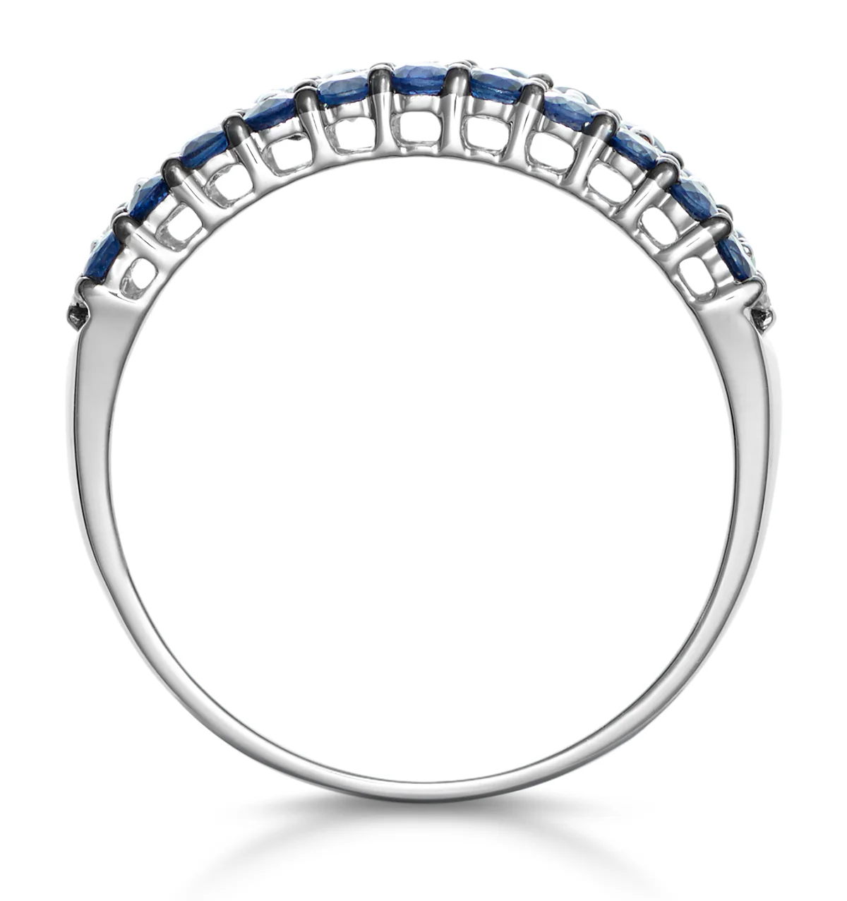 Sapphire and Diamond Triple Row Asteria Eternity Ring 18K White Gold - Image 3