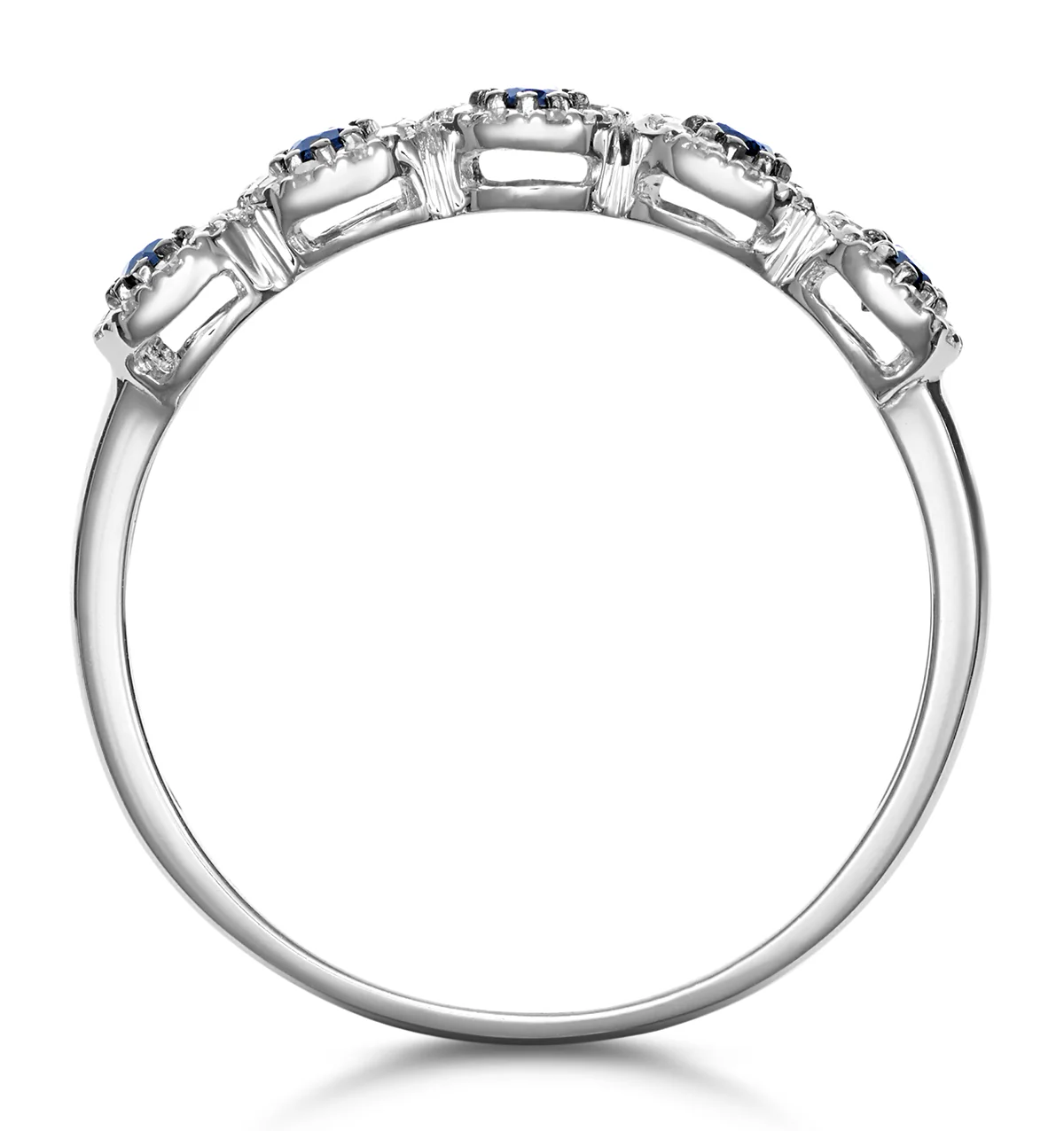 Sapphire and Halo Diamond Stellato Eternity Ring in 9K White Gold - Image 3