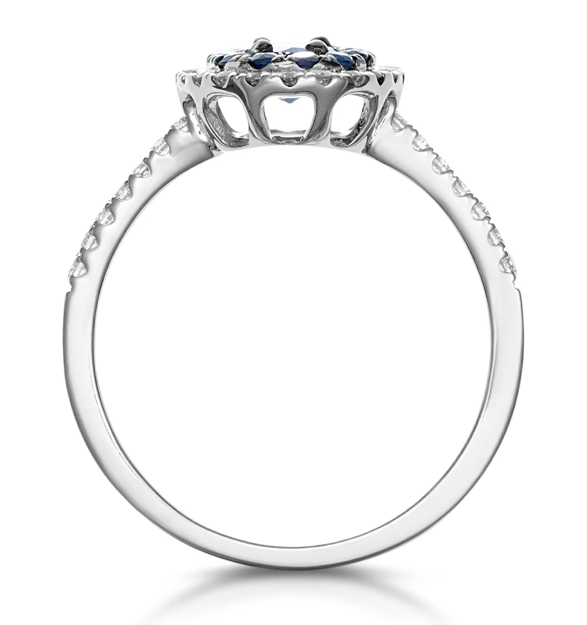 Sapphire and Lab Diamond Double Halo Ring 9KW Gold - Asteria - Image 3