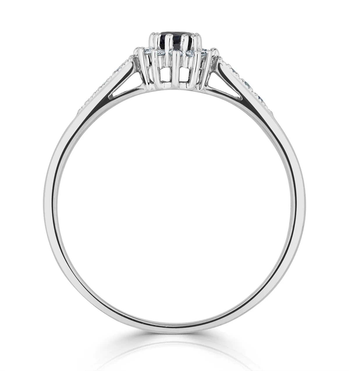 Sapphire Ring with Lab Diamonds in 925 Silver - 5 x 3mm Centre - Image 4