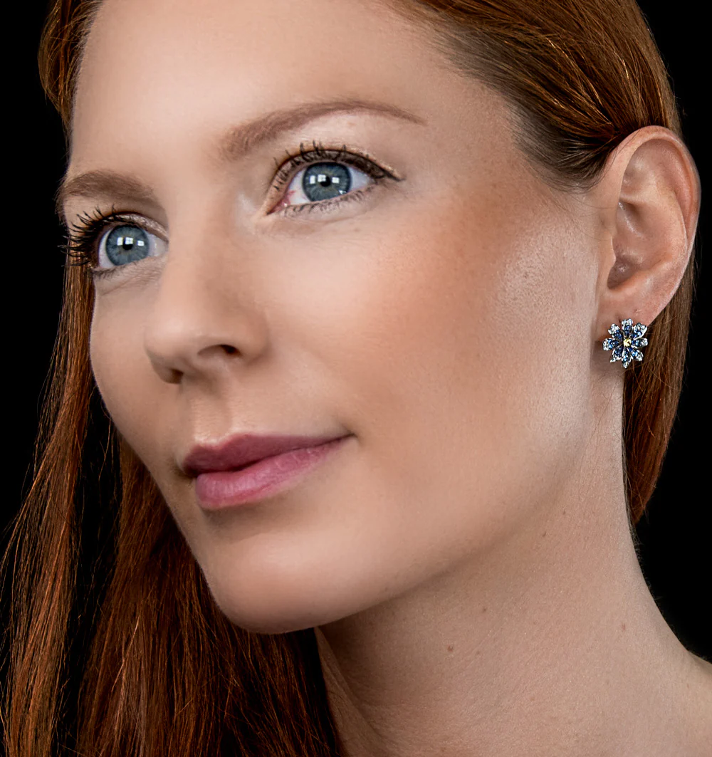 Sapphire Yellow Sapphire and Diamond Stellato Earrings 9K White Gold - Image 2