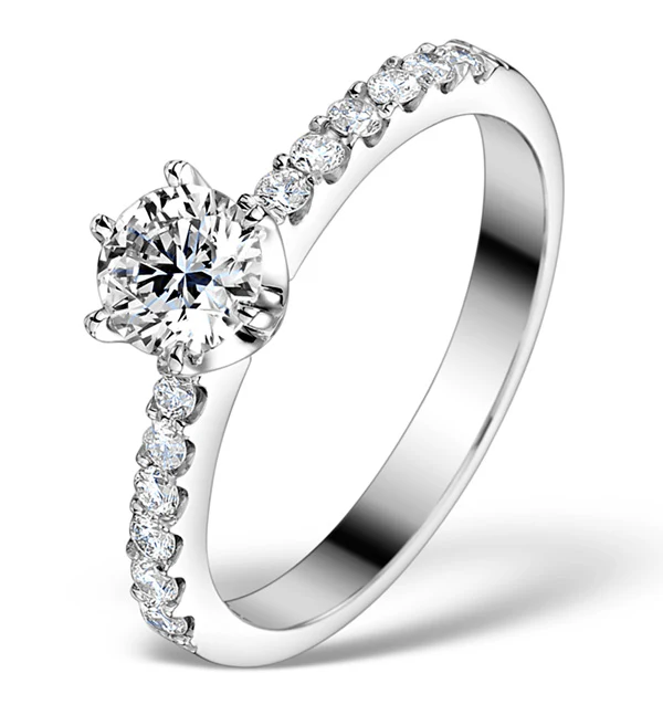 Sidestone Engagement Ring Talia 0.85ct G/SI1 Diamonds 18k White Gold