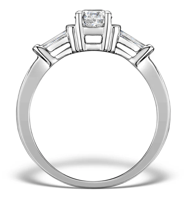 Sidestone Engagement Ring Vana 0.80ct SI2 Baguette Diamonds 18KW Gold - Image 2