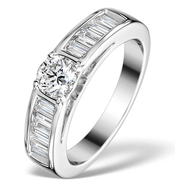 Sidestone Lab Diamond Ring Yasmin 1ct H/Si1 Baguette 18KW Gold