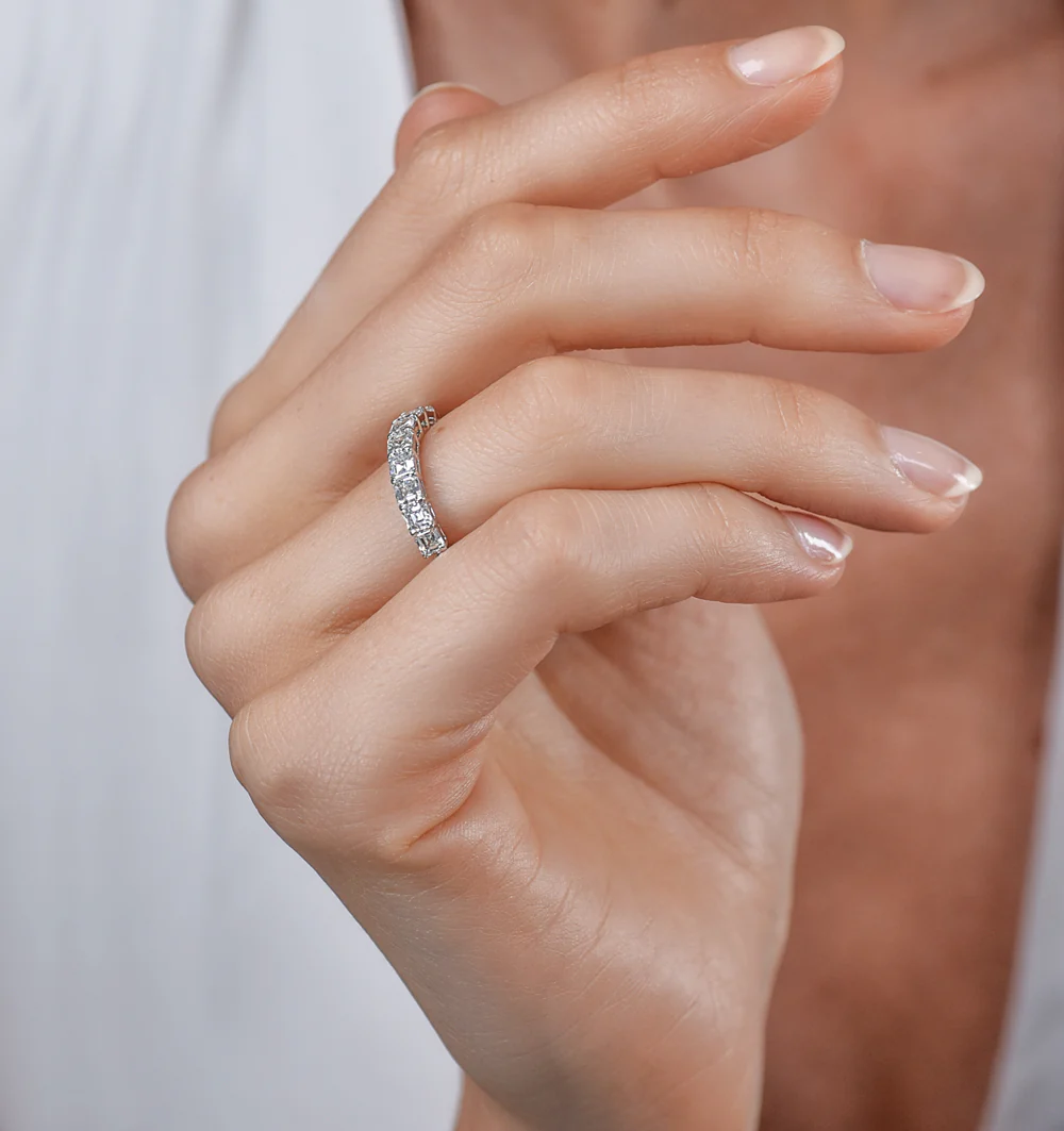 Simone Diamond Eternity Ring Asscher Cut 1.92ct VVs Platinum O-W - Image 2
