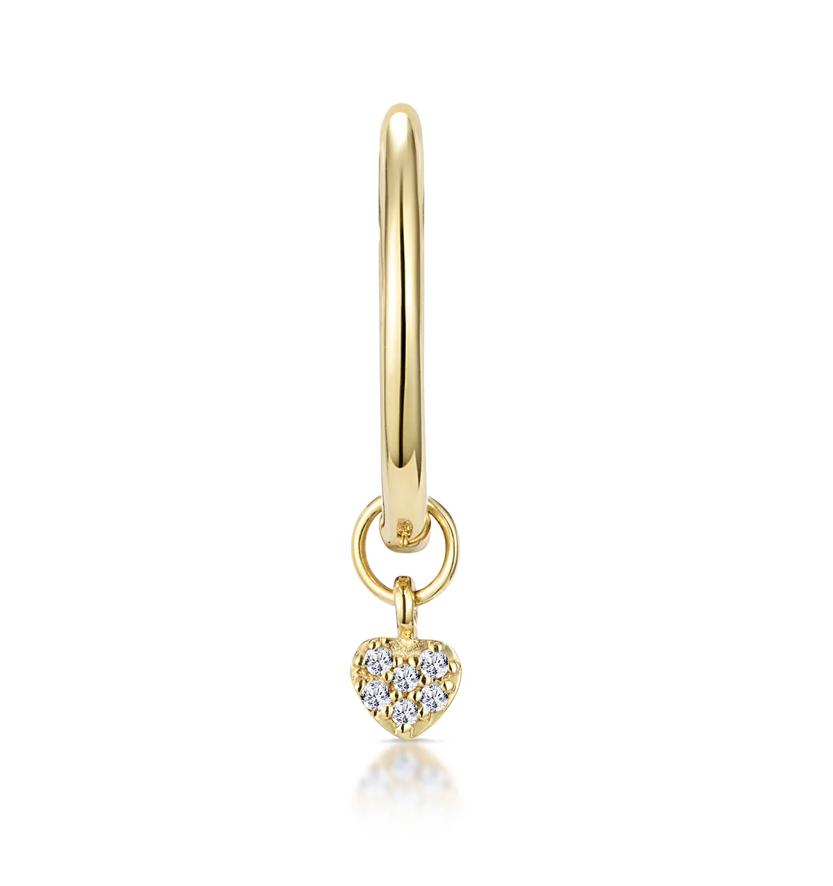 SINGLE Stellato Diamond Heart Charm Hoop Earring in 9K Gold - Image 2