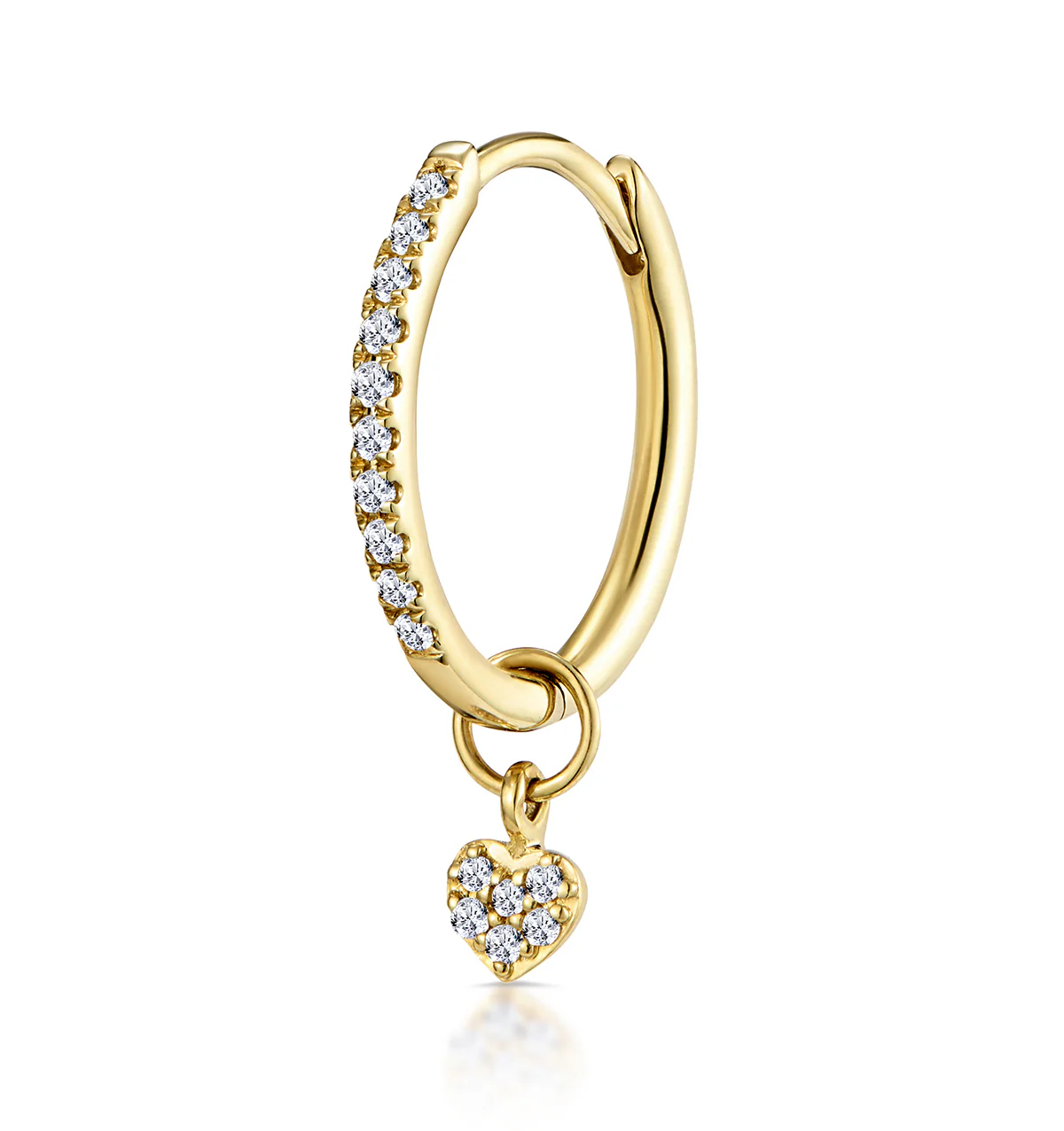 SINGLE Stellato Diamond Huggie Heart Charm Earring 0.11ct in 9K Gold