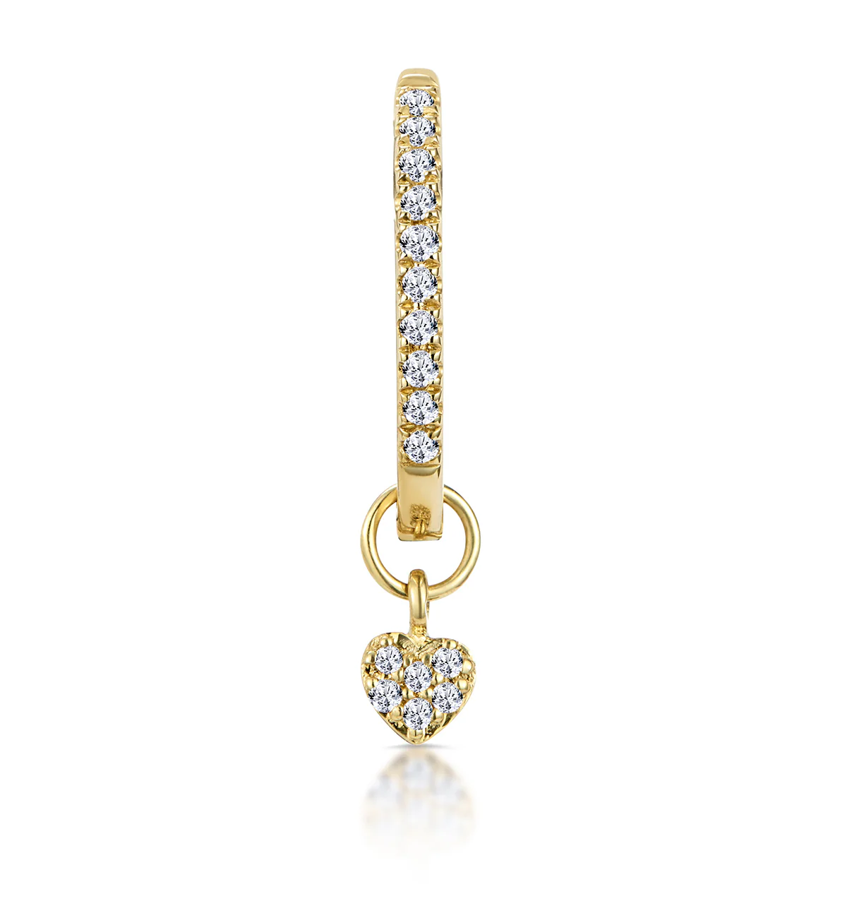 SINGLE Stellato Diamond Huggie Heart Charm Earring 0.11ct in 9K Gold - Image 2