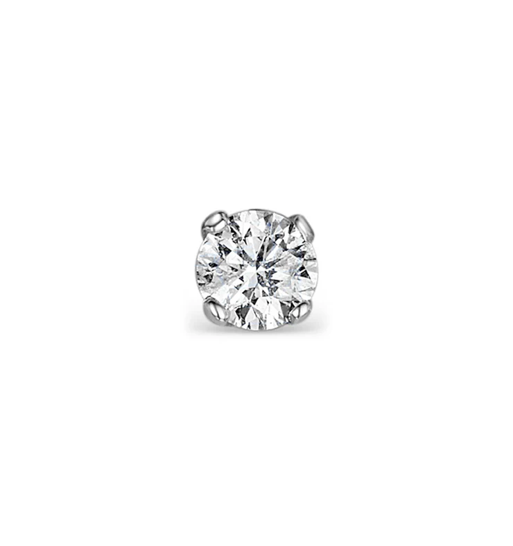 SINGLE Stud Diamond Earring 0.20ct Premium Quality 18KW Gold - 3.8mm