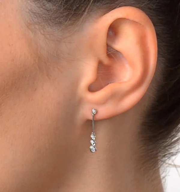 Small Drop Earrings 0.12ct Diamond 9K White Gold - Image 4