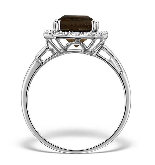 Smokey Quartz 3.28ct And Diamond 9K White Gold Ring SIZES AVAILABLE K L M N O P - Image 2