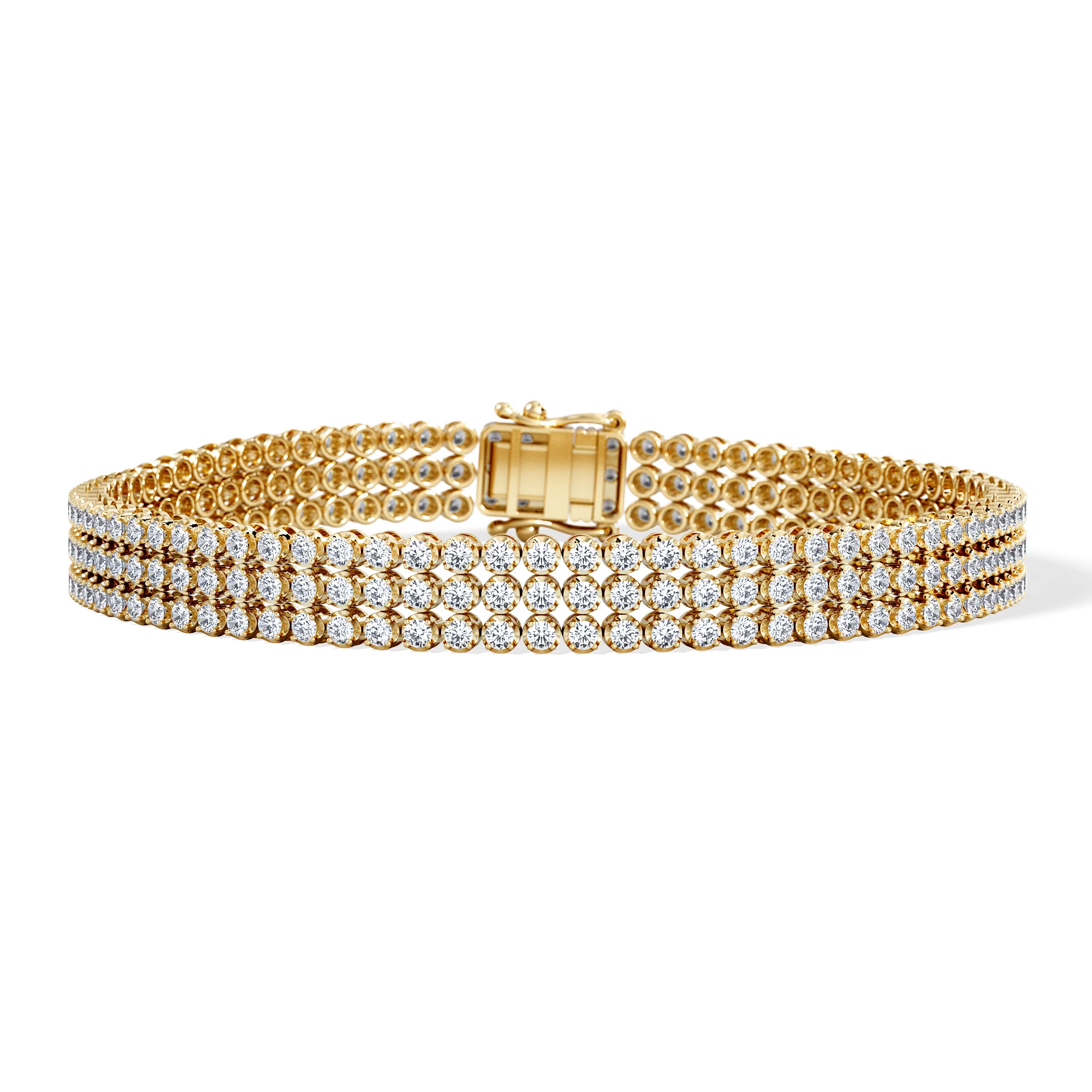 Soirée 4.15ct Round Cut Lab Diamond Tennis Bracelet in 18K Yellow Gold