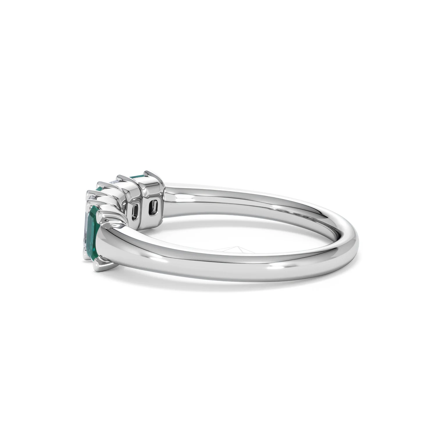 Solene 0.75ct Emerald Cut Lab Emerald and  Lab Diamond Half Eternity Ring in 18K White Gold - Image 66