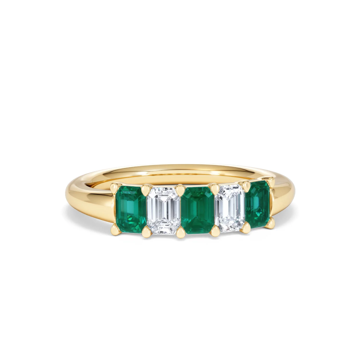 Solene 0.75ct Emerald Cut Lab Emerald and Lab Diamond Half Eternity Ring in 18K Yellow Gold - Image 11