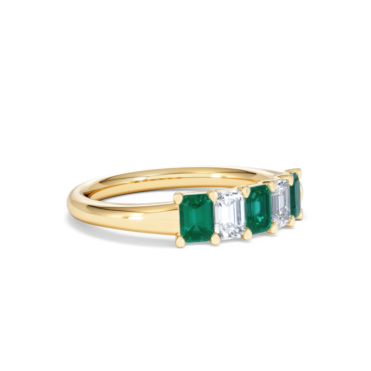 Solene 0.75ct Emerald Cut Lab Emerald and Lab Diamond Half Eternity Ring in 18K Yellow Gold - Image 18