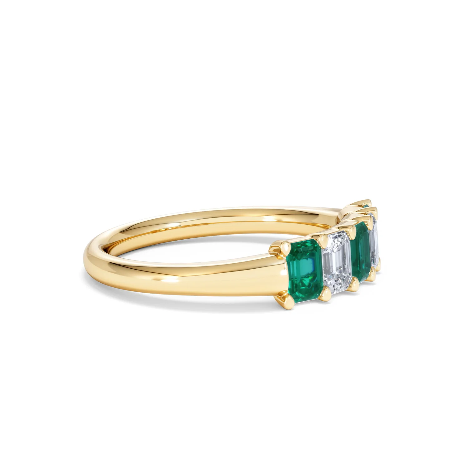 Solene 0.75ct Emerald Cut Lab Emerald and Lab Diamond Half Eternity Ring in 18K Yellow Gold - Image 23