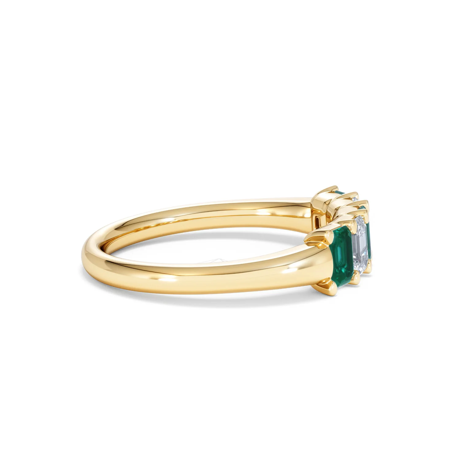 Solene 0.75ct Emerald Cut Lab Emerald and Lab Diamond Half Eternity Ring in 18K Yellow Gold - Image 28