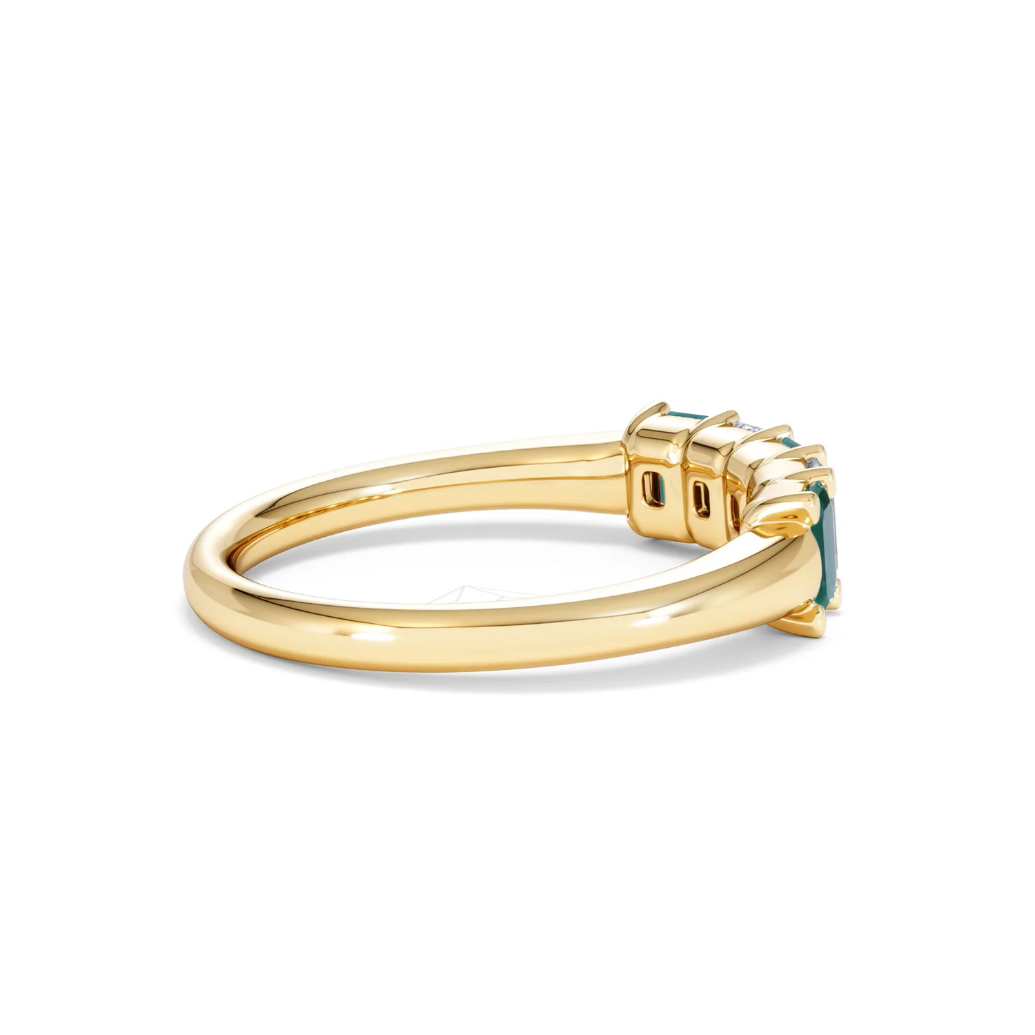 Solene 0.75ct Emerald Cut Lab Emerald and Lab Diamond Half Eternity Ring in 18K Yellow Gold - Image 33