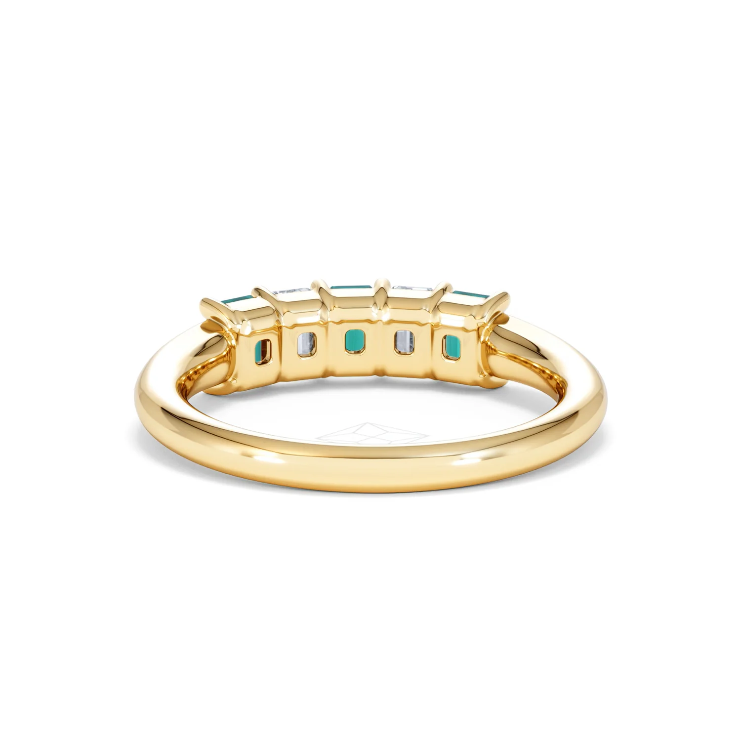 Solene 0.75ct Emerald Cut Lab Emerald and Lab Diamond Half Eternity Ring in 18K Yellow Gold - Image 50