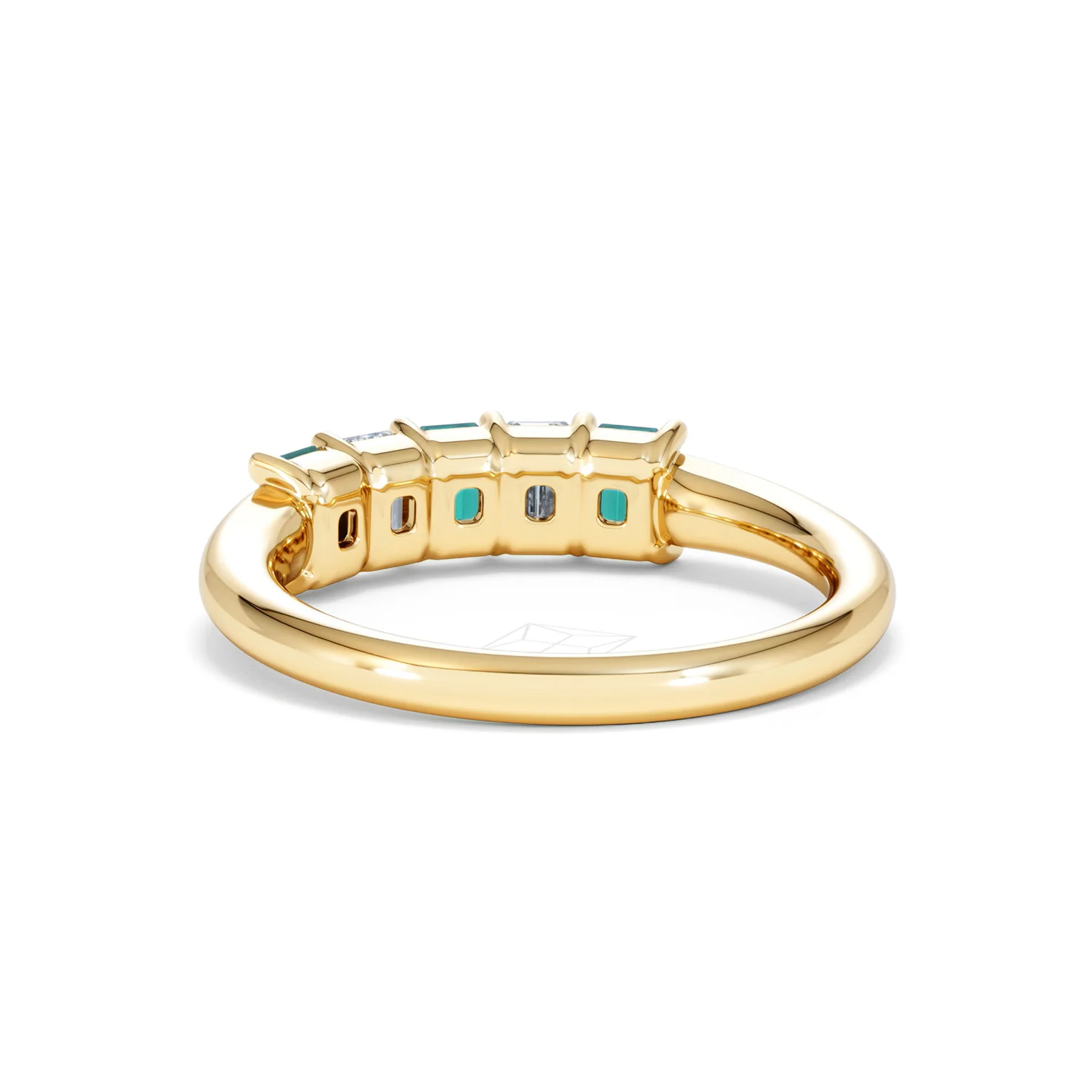 Solene 0.75ct Emerald Cut Lab Emerald and Lab Diamond Half Eternity Ring in 18K Yellow Gold - Image 53