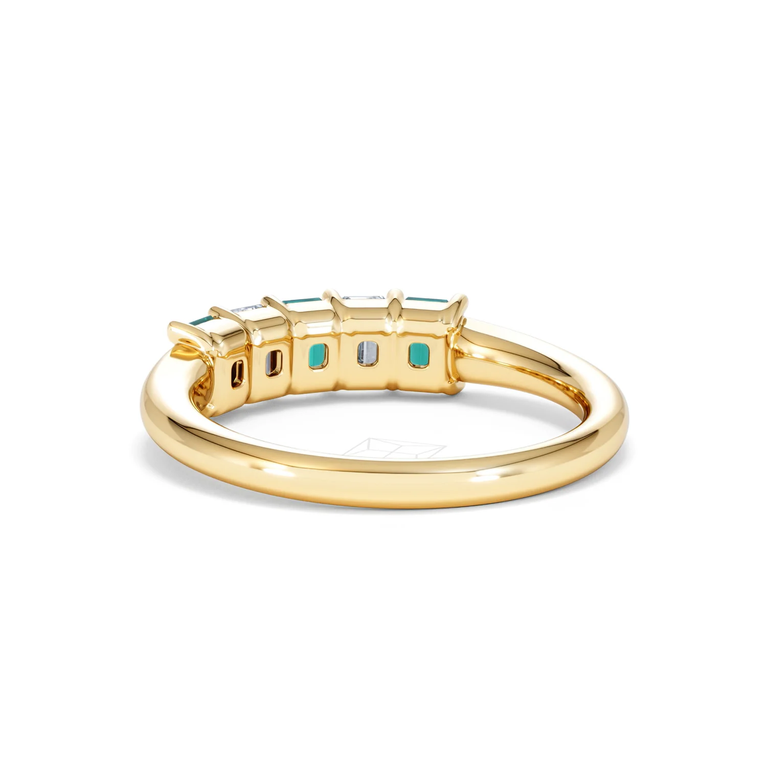 Solene 0.75ct Emerald Cut Lab Emerald and Lab Diamond Half Eternity Ring in 18K Yellow Gold - Image 54