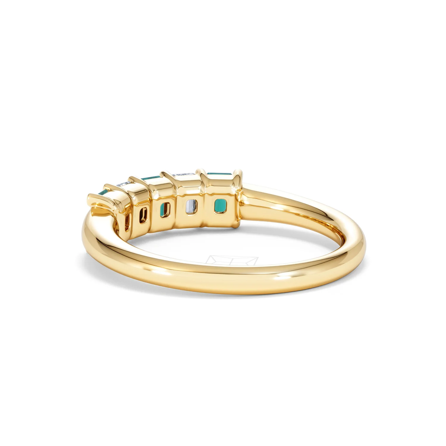 Solene 0.75ct Emerald Cut Lab Emerald and Lab Diamond Half Eternity Ring in 18K Yellow Gold - Image 57