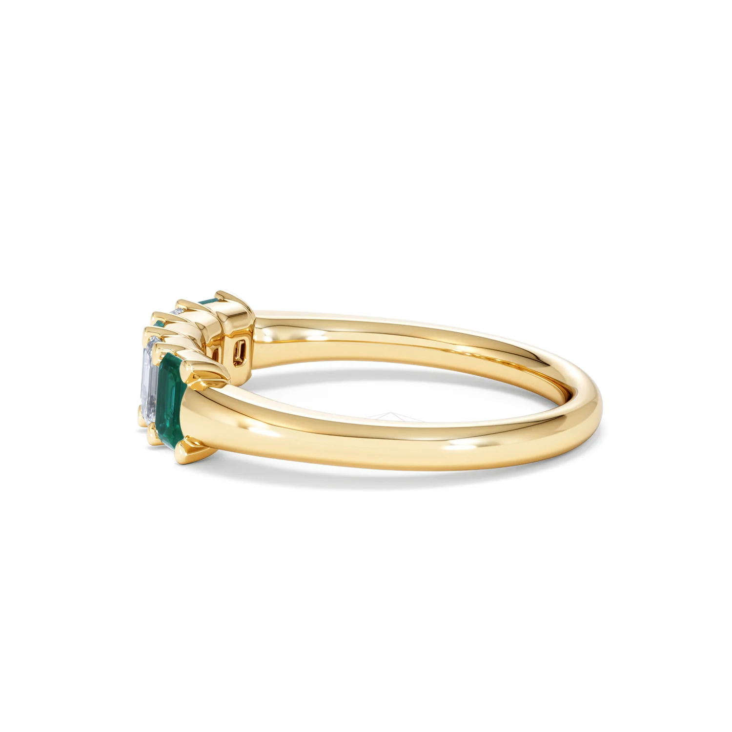 Solene 0.75ct Emerald Cut Lab Emerald and Lab Diamond Half Eternity Ring in 18K Yellow Gold - Image 68