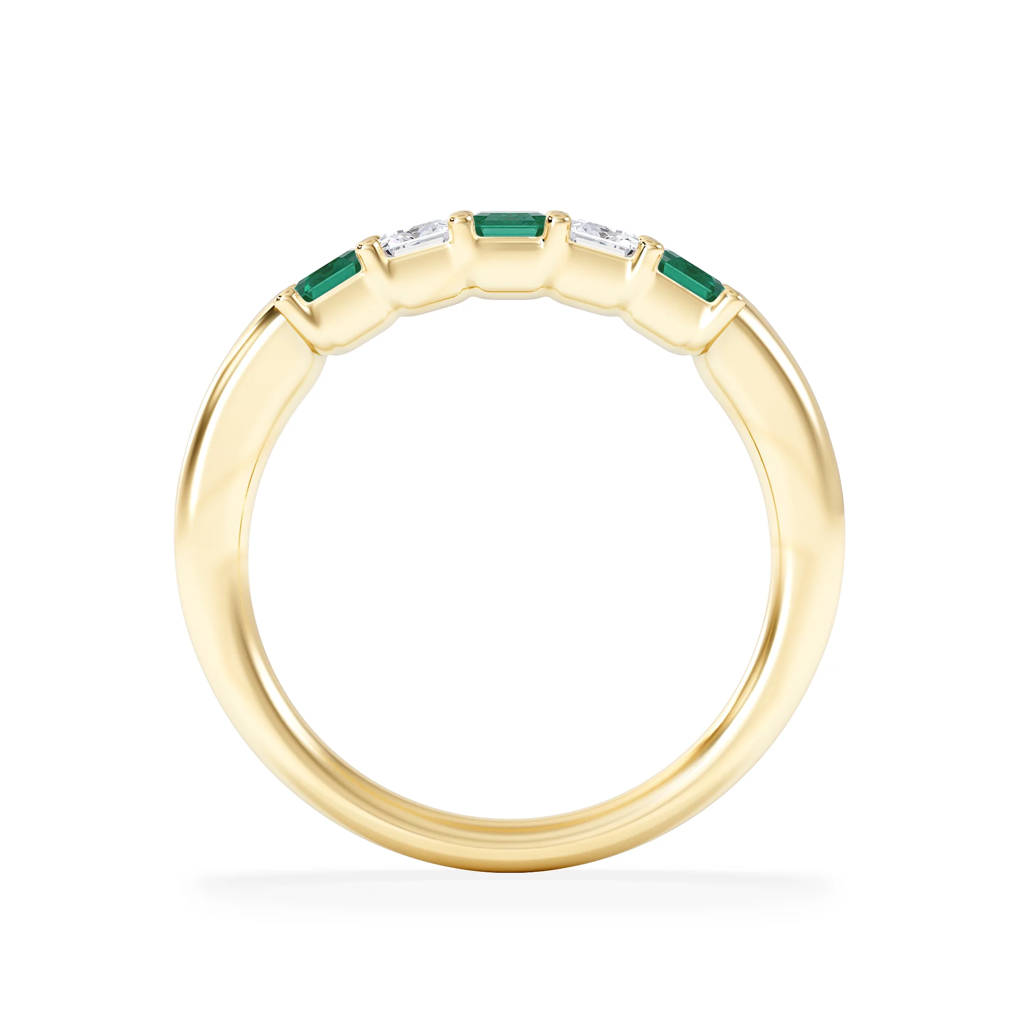 Solene 0.75ct Emerald Cut Lab Emerald and Lab Diamond Half Eternity Ring in 18K Yellow Gold - Image 7