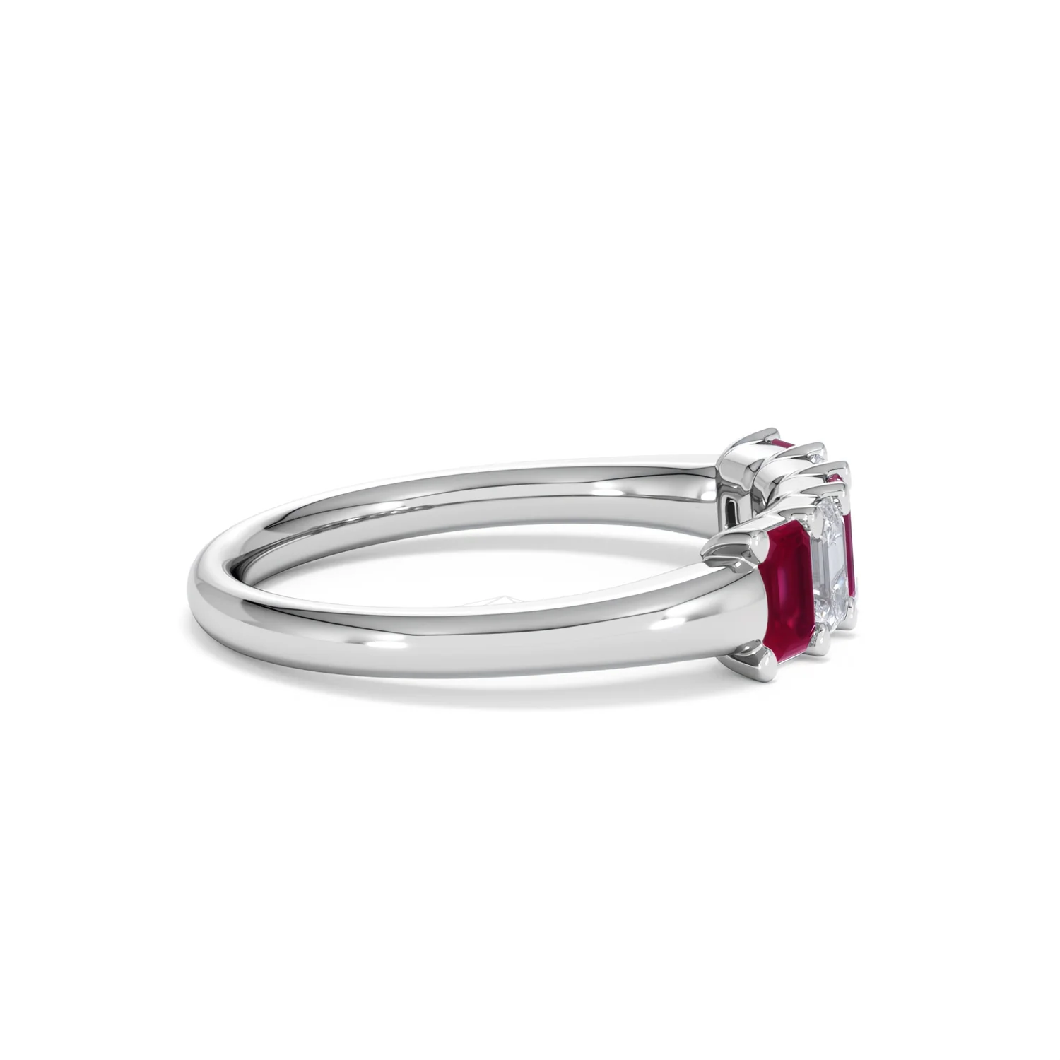 Solene 0.75ct Emerald Cut Lab Ruby and Lab Diamond Half Band Eternity Ring in 18K White Gold - Image 28