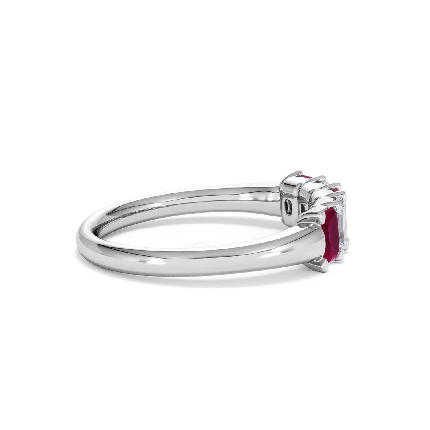 Solene 0.75ct Emerald Cut Lab Ruby and Lab Diamond Half Band Eternity Ring in 18K White Gold - Image 30