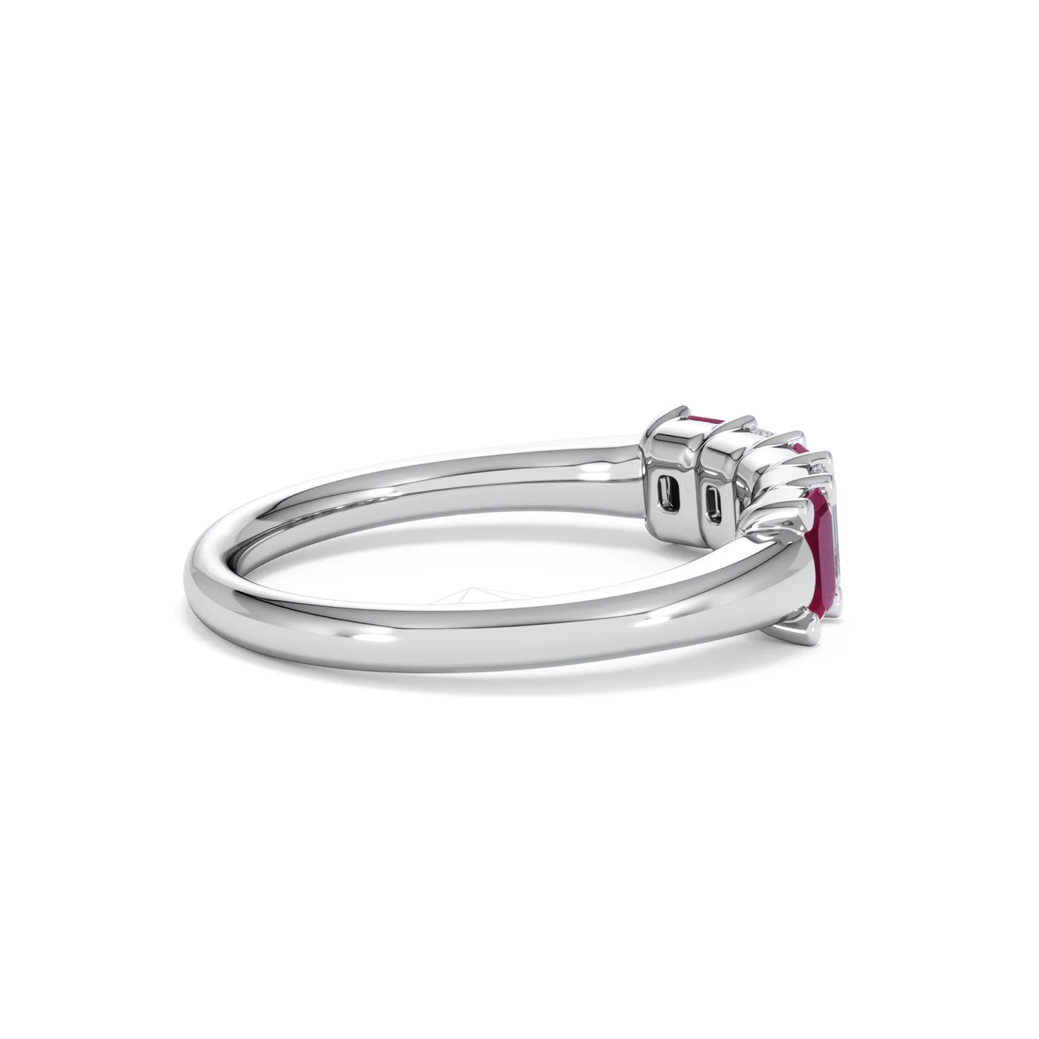 Solene 0.75ct Emerald Cut Lab Ruby and Lab Diamond Half Band Eternity Ring in 18K White Gold - Image 32
