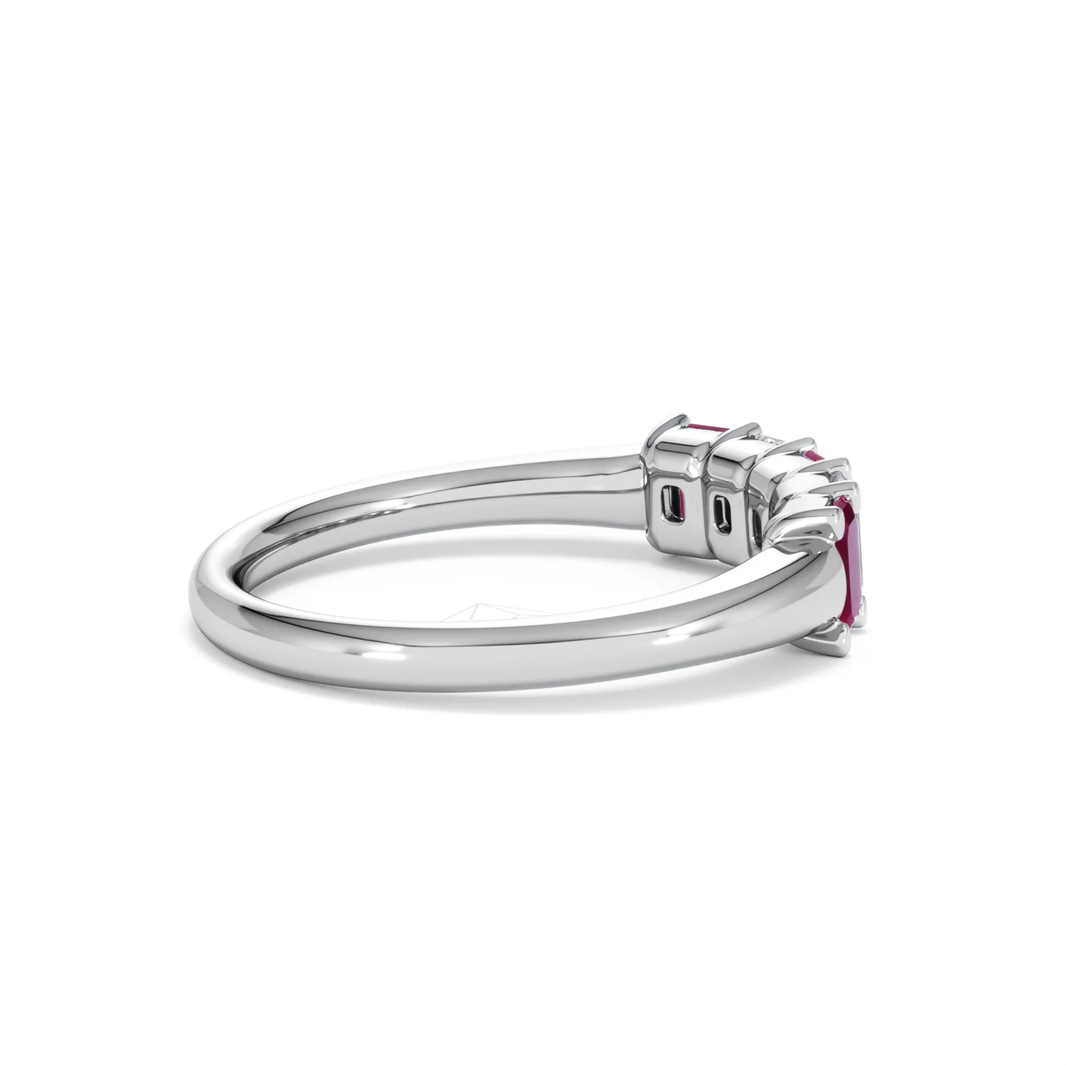 Solene 0.75ct Emerald Cut Lab Ruby and Lab Diamond Half Band Eternity Ring in 18K White Gold - Image 33