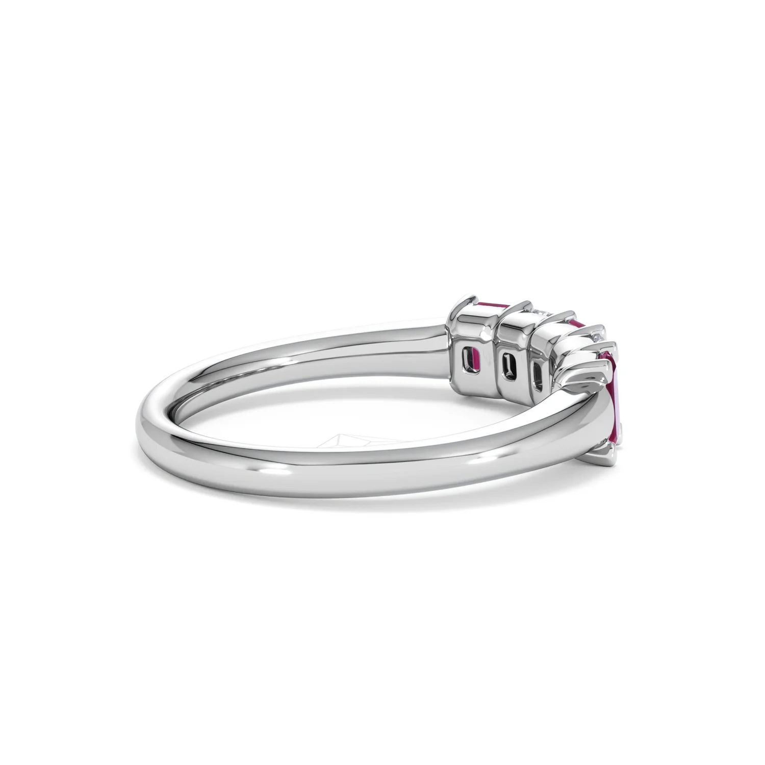 Solene 0.75ct Emerald Cut Lab Ruby and Lab Diamond Half Band Eternity Ring in 18K White Gold - Image 34