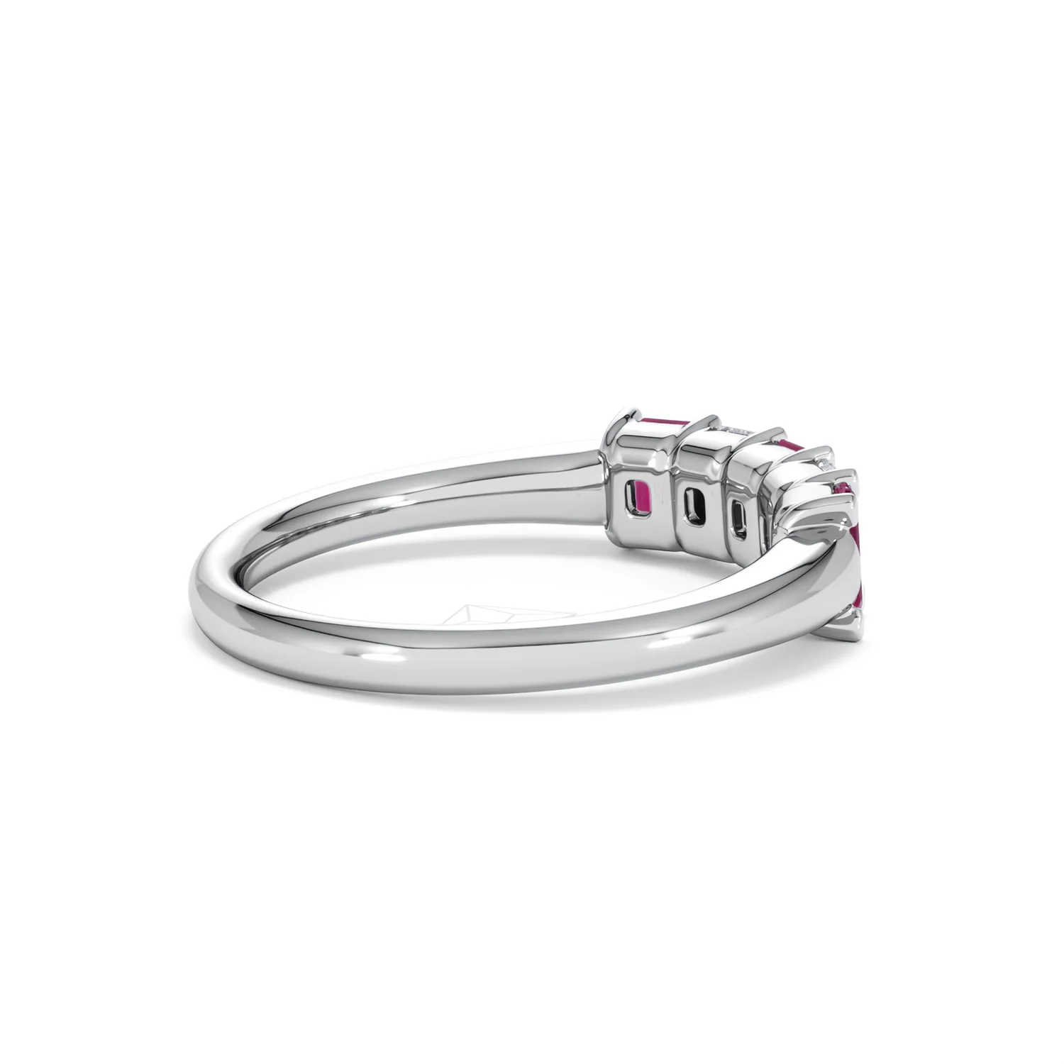 Solene 0.75ct Emerald Cut Lab Ruby and Lab Diamond Half Band Eternity Ring in 18K White Gold - Image 35