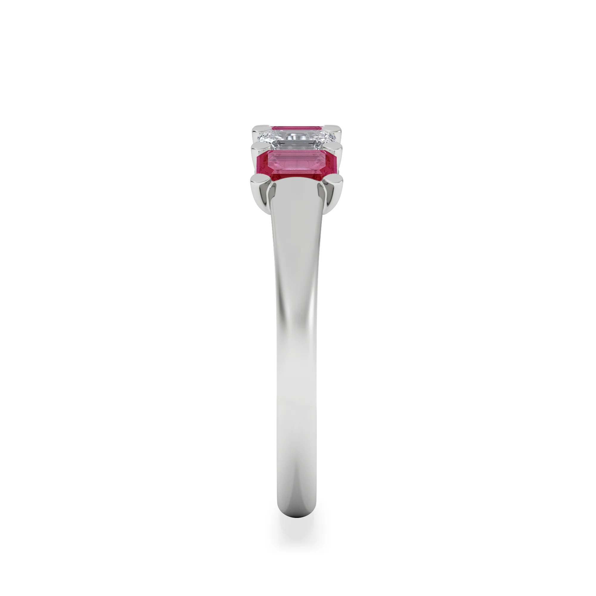 Solene 0.75ct Emerald Cut Lab Ruby and Lab Diamond Half Band Eternity Ring in 18K White Gold - Image 5