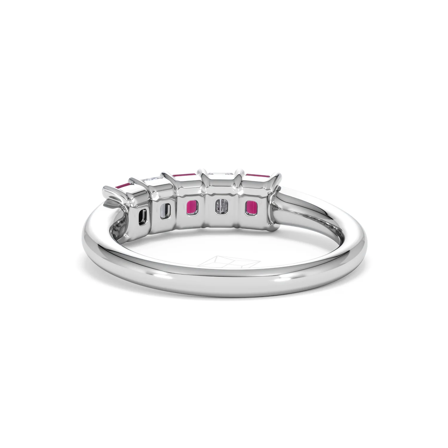 Solene 0.75ct Emerald Cut Lab Ruby and Lab Diamond Half Band Eternity Ring in 18K White Gold - Image 53
