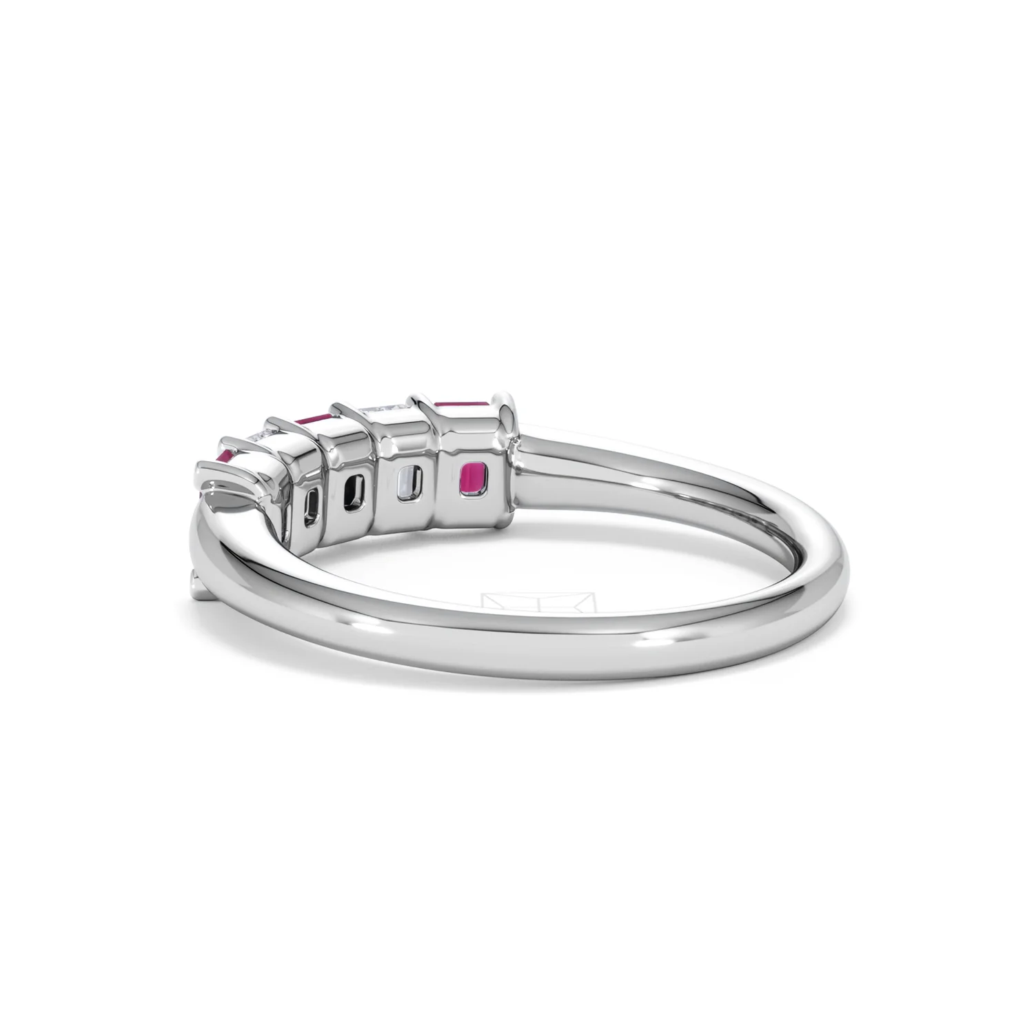 Solene 0.75ct Emerald Cut Lab Ruby and Lab Diamond Half Band Eternity Ring in 18K White Gold - Image 59