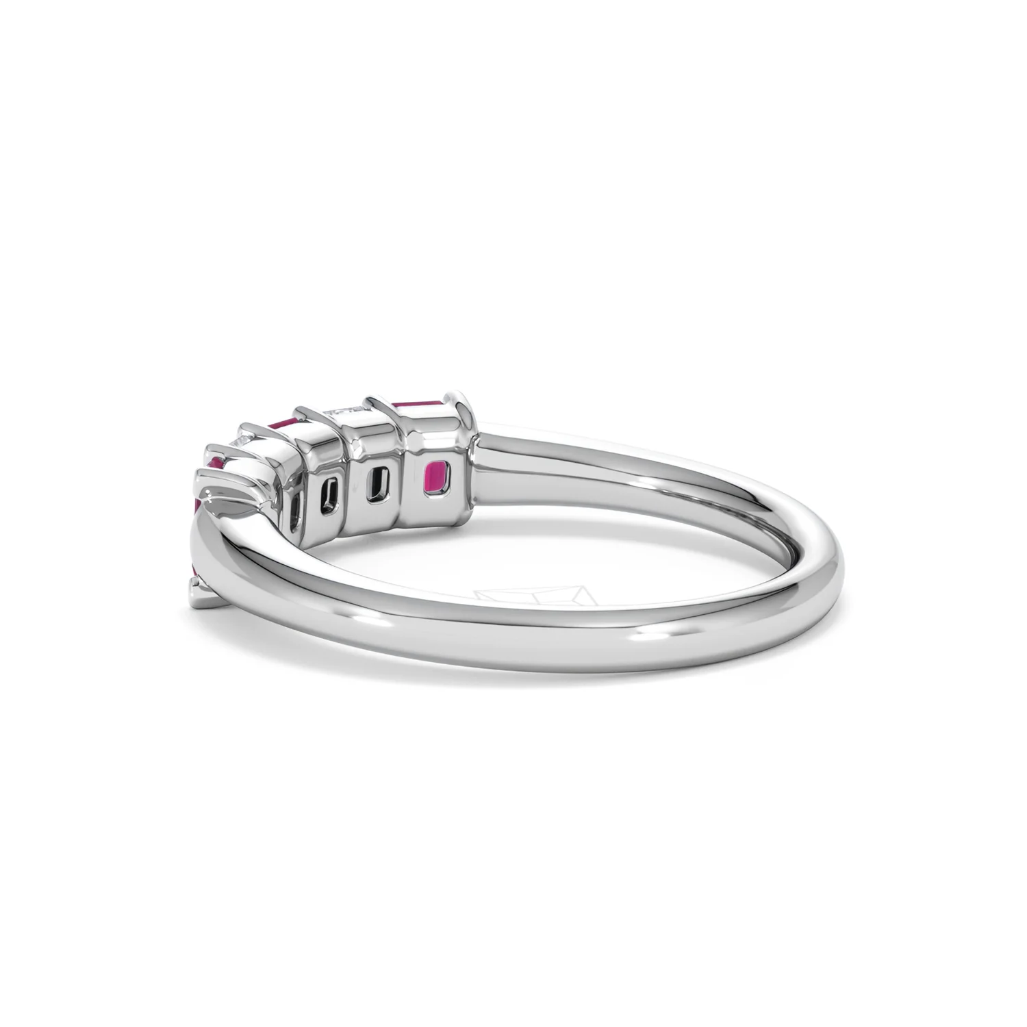 Solene 0.75ct Emerald Cut Lab Ruby and Lab Diamond Half Band Eternity Ring in 18K White Gold - Image 61
