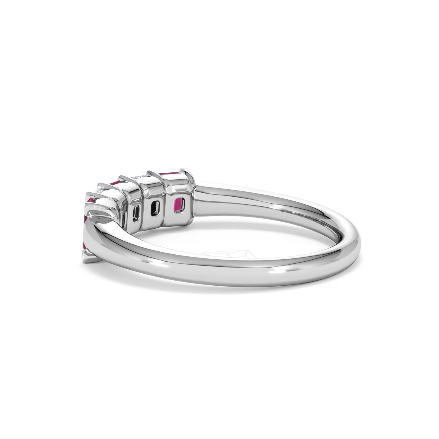 Solene 0.75ct Emerald Cut Lab Ruby and Lab Diamond Half Band Eternity Ring in 18K White Gold - Image 62