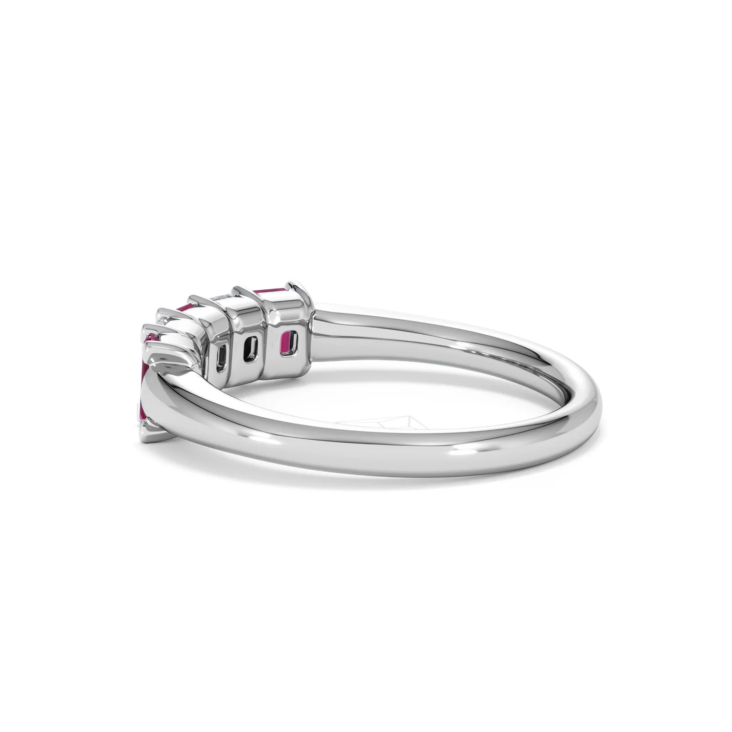 Solene 0.75ct Emerald Cut Lab Ruby and Lab Diamond Half Band Eternity Ring in 18K White Gold - Image 63