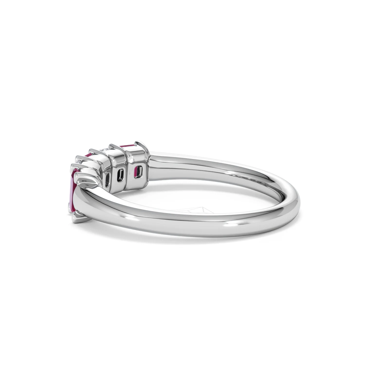 Solene 0.75ct Emerald Cut Lab Ruby and Lab Diamond Half Band Eternity Ring in 18K White Gold - Image 64