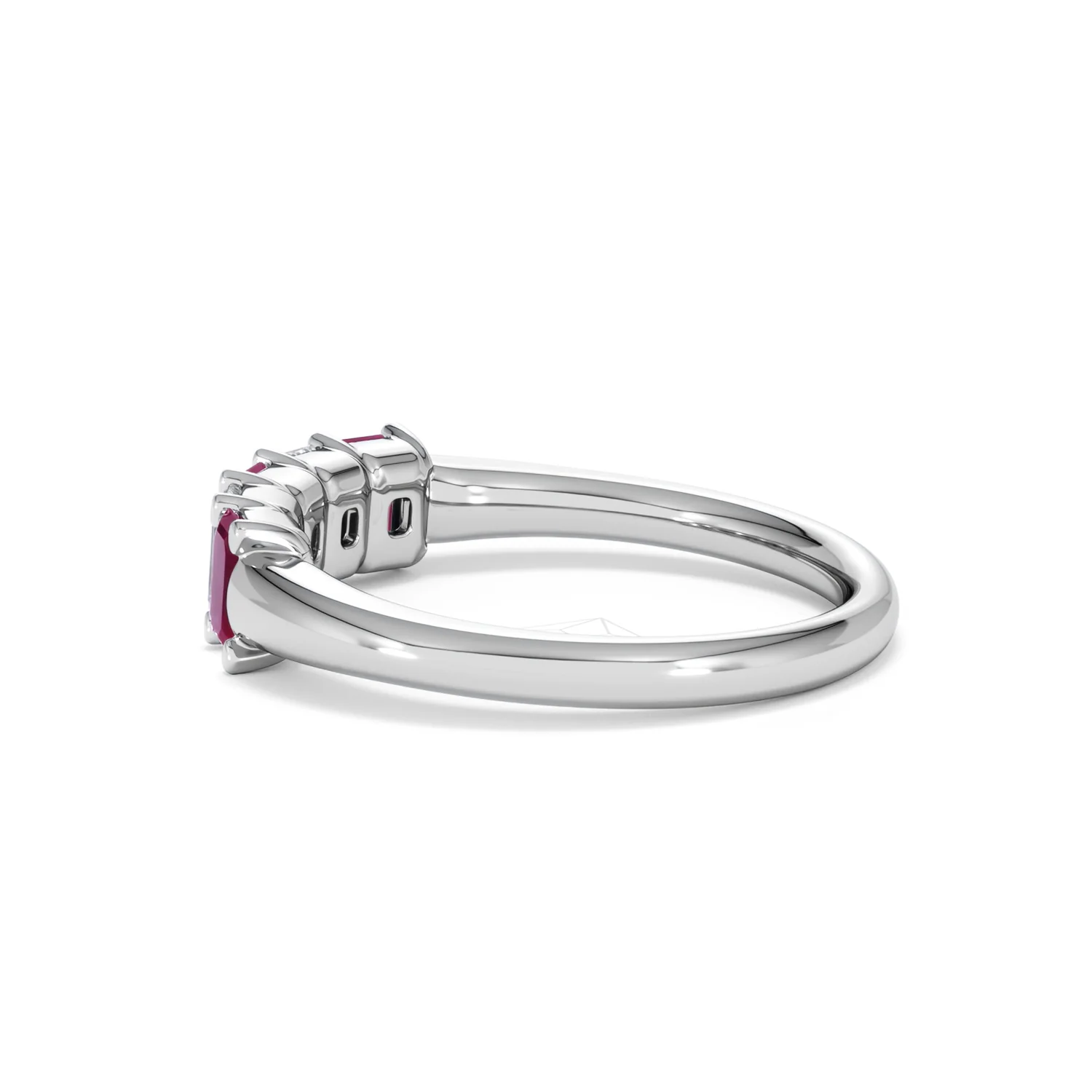 Solene 0.75ct Emerald Cut Lab Ruby and Lab Diamond Half Band Eternity Ring in 18K White Gold - Image 65