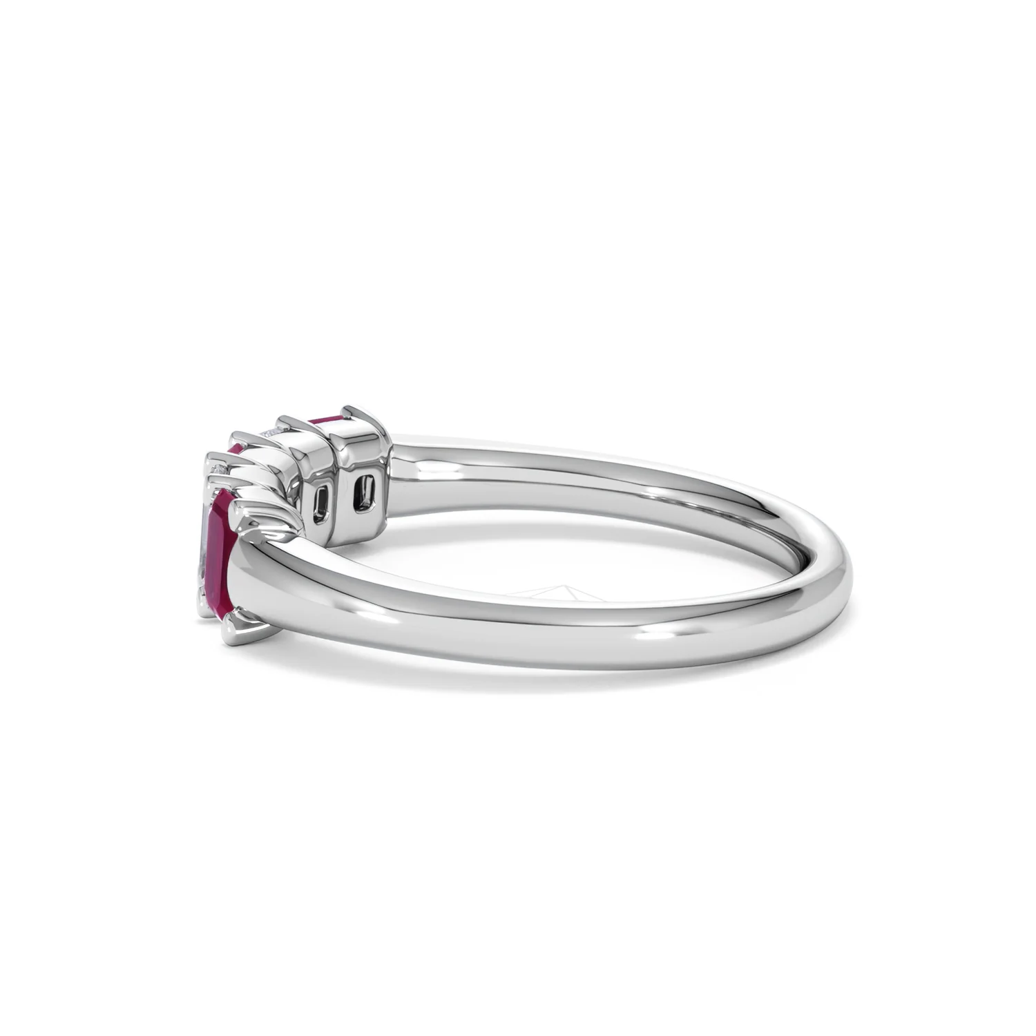 Solene 0.75ct Emerald Cut Lab Ruby and Lab Diamond Half Band Eternity Ring in 18K White Gold - Image 66