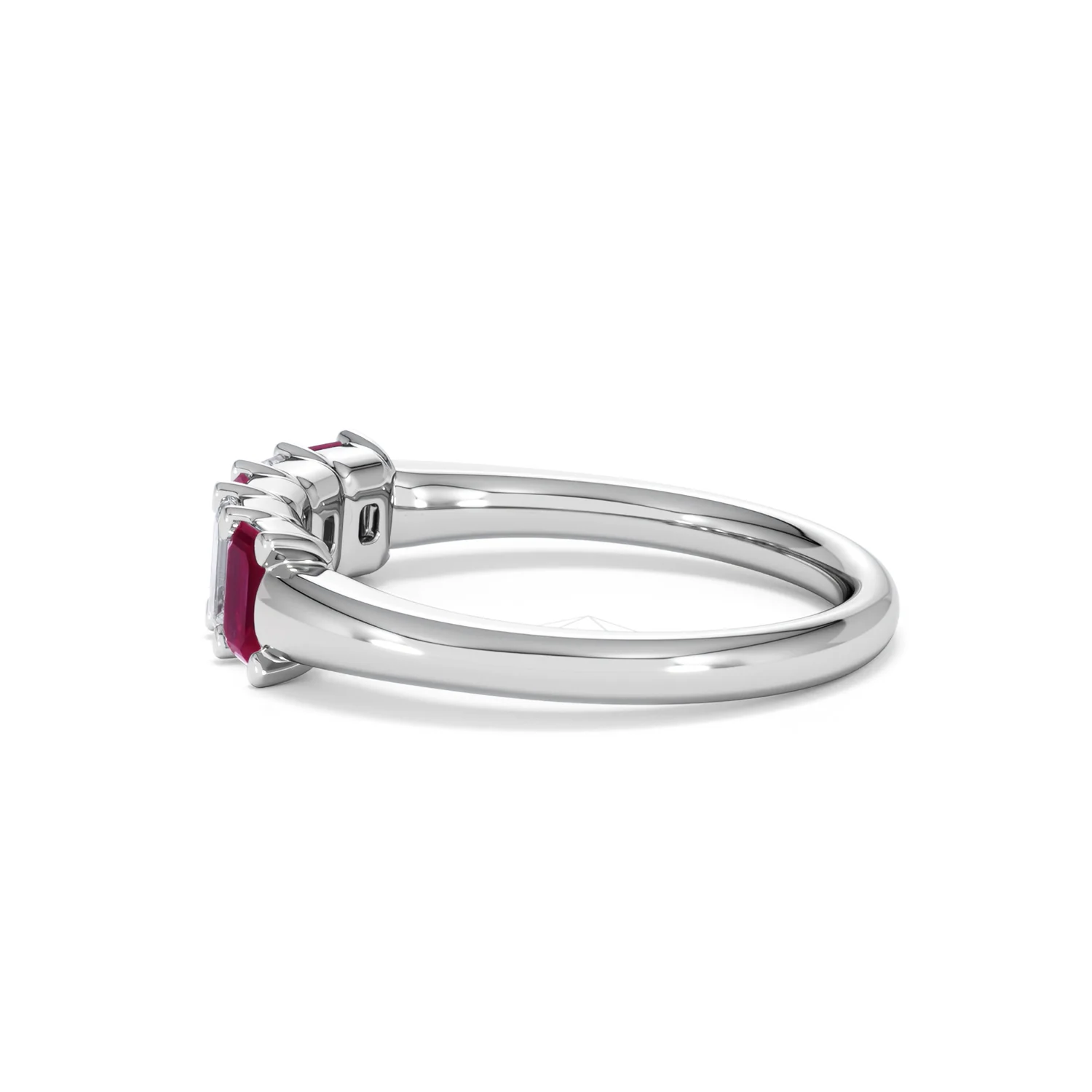 Solene 0.75ct Emerald Cut Lab Ruby and Lab Diamond Half Band Eternity Ring in 18K White Gold - Image 67