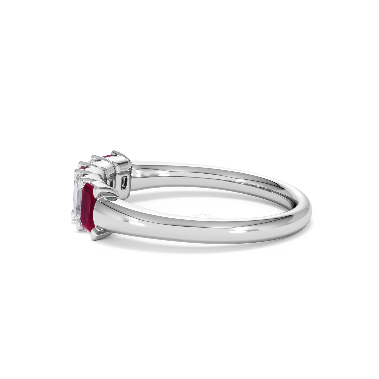Solene 0.75ct Emerald Cut Lab Ruby and Lab Diamond Half Band Eternity Ring in 18K White Gold - Image 68