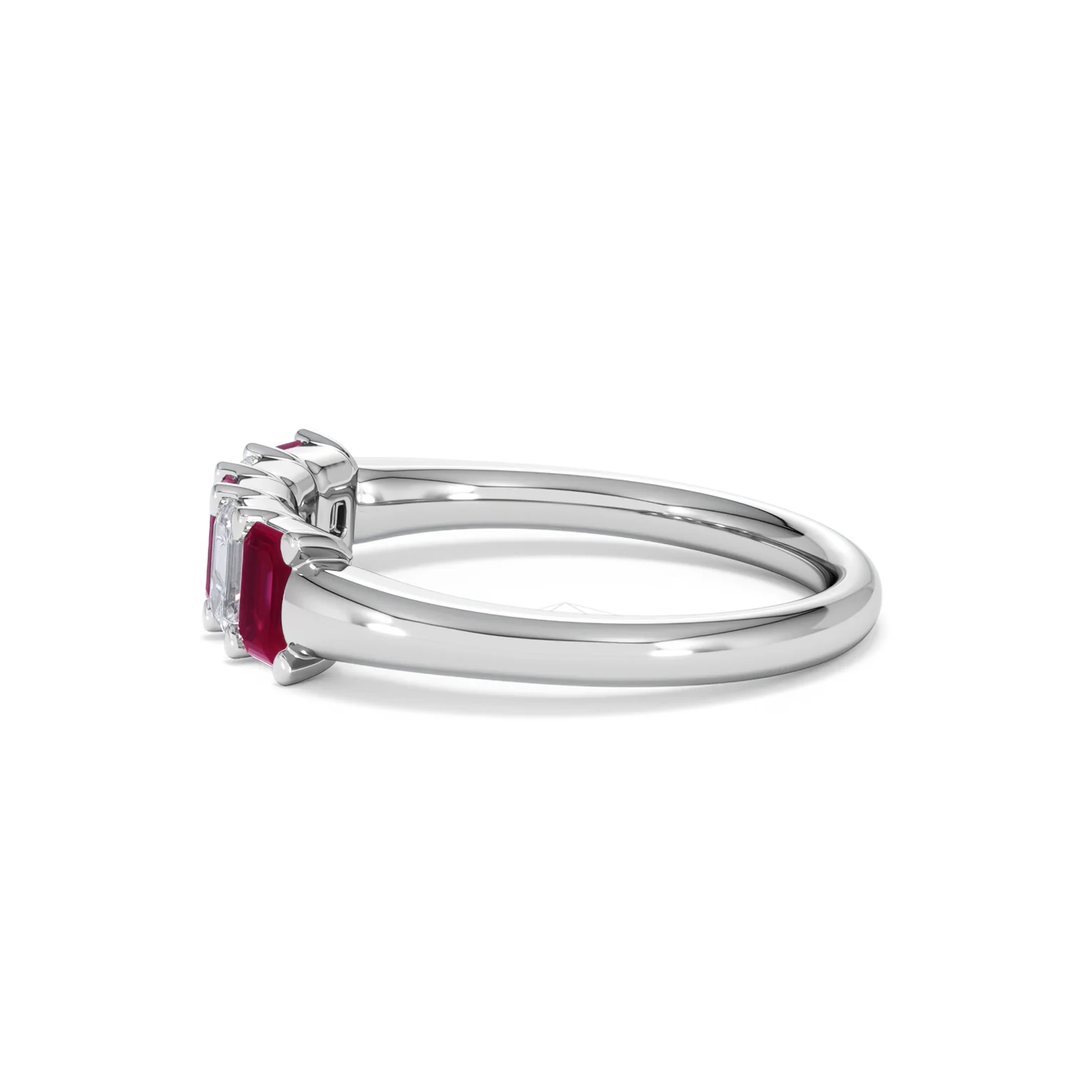 Solene 0.75ct Emerald Cut Lab Ruby and Lab Diamond Half Band Eternity Ring in 18K White Gold - Image 69