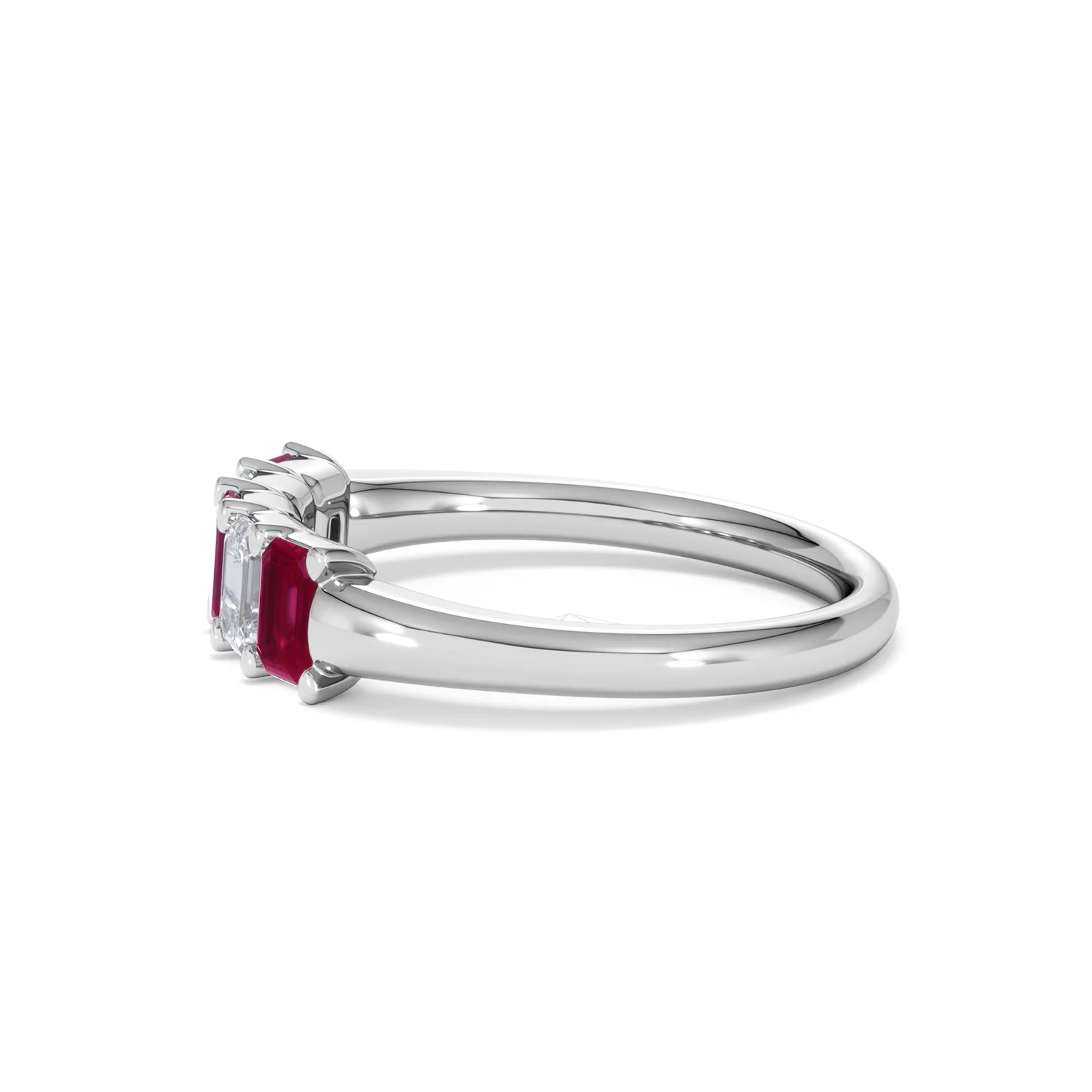 Solene 0.75ct Emerald Cut Lab Ruby and Lab Diamond Half Band Eternity Ring in 18K White Gold - Image 70