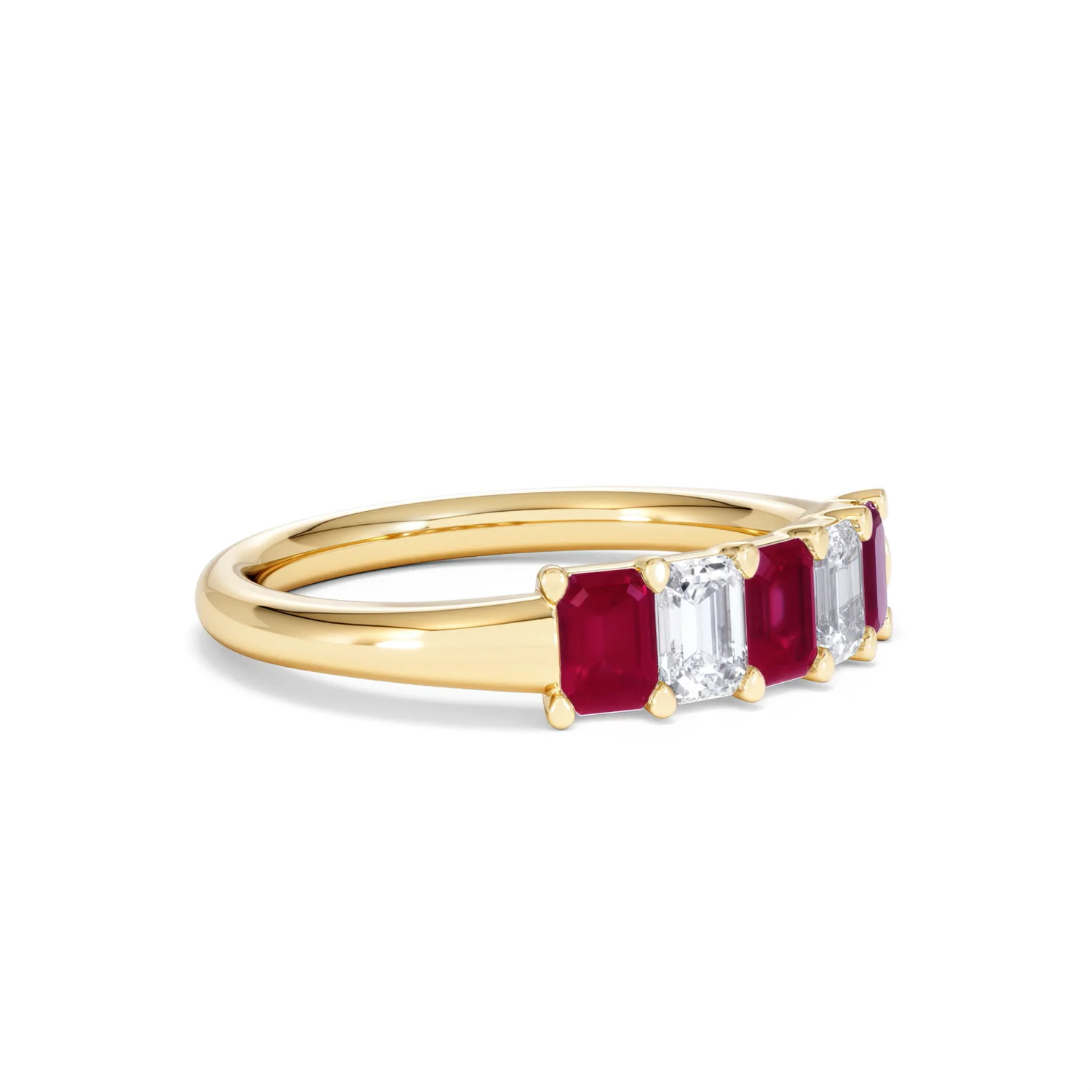 Solene 0.75ct Emerald Cut Lab Ruby and Lab Diamond Half Eternity Ring in 18K Yellow Gold - Image 19