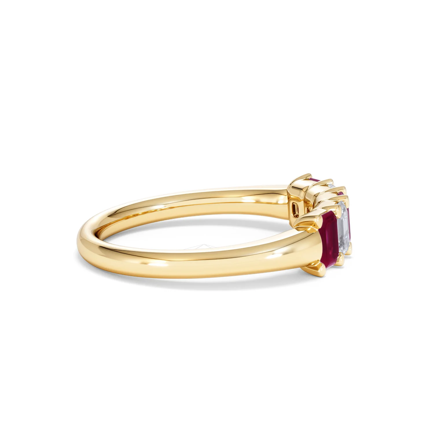 Solene 0.75ct Emerald Cut Lab Ruby and Lab Diamond Half Eternity Ring in 18K Yellow Gold - Image 29