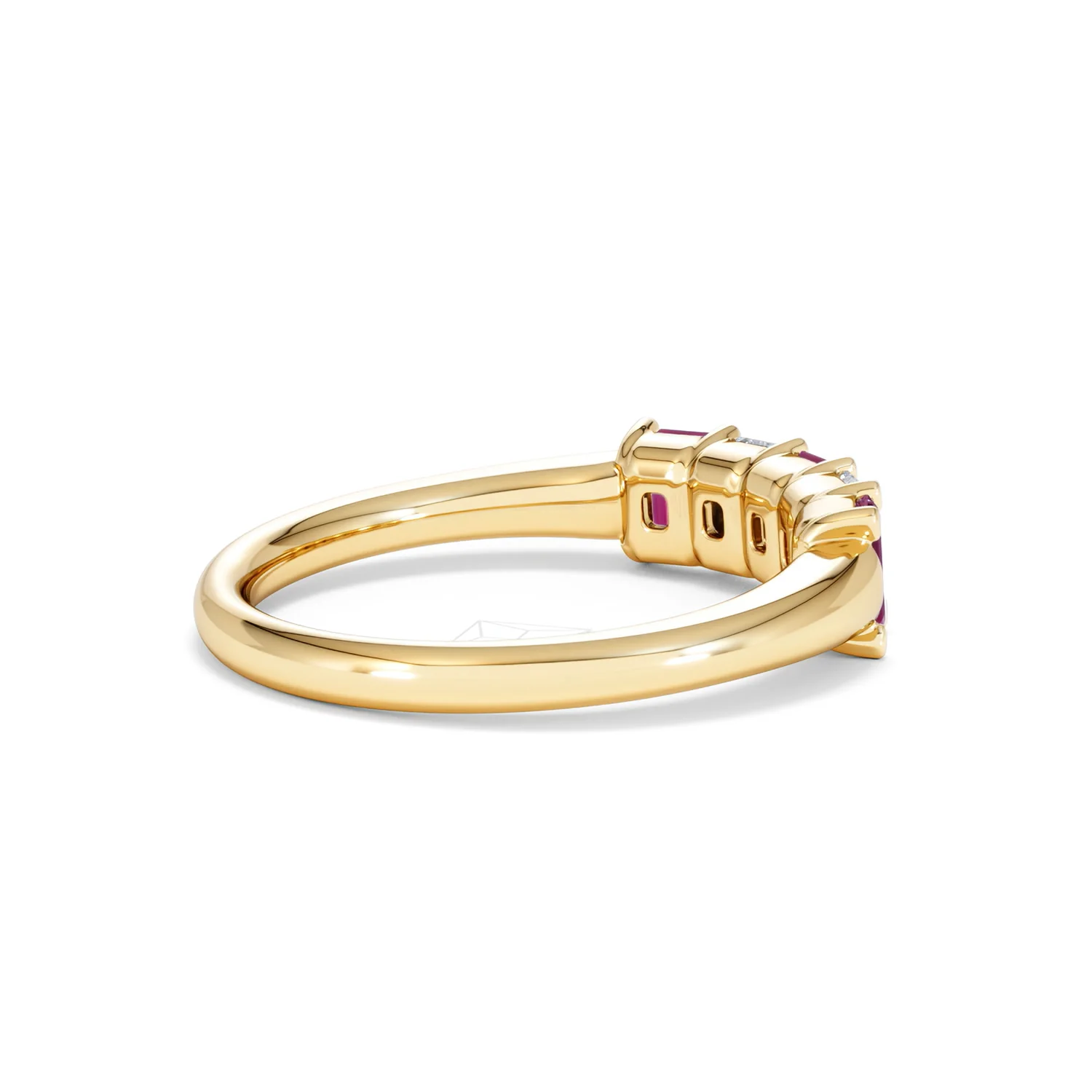 Solene 0.75ct Emerald Cut Lab Ruby and Lab Diamond Half Eternity Ring in 18K Yellow Gold - Image 35